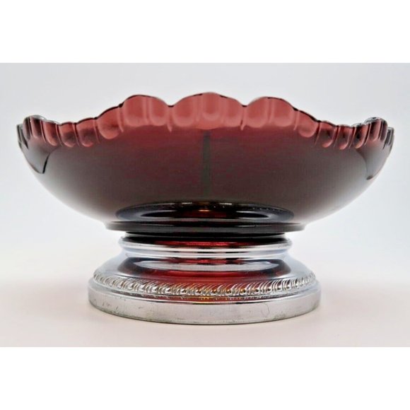 Vintage Farber Brothers Krome Kraft Amethyst Glass 3 Section Candy Relish Dish - Picture 2 of 5